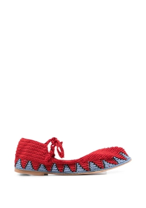 SLO_HAND_MADE crochet ballet flats - Red