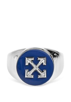 Off-White Arrows enamel-detail signet ring - Silver