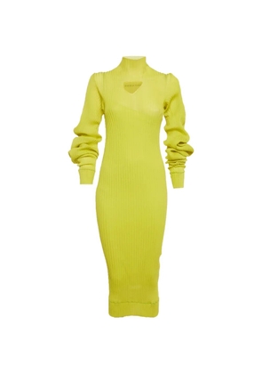 Bottega Veneta Pre-Owned rib-knit keyhole midi dress - Yellow