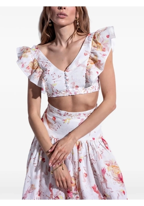 Folie Du Lin Mirea floral-print blouse - White