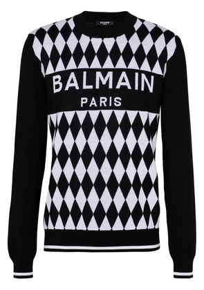 Balmain Diamond Balmain Paris wool jacquard jumper - Black