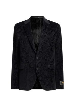 ETRO single-breasted jacket in cotton velvet with Arnica motif - Black