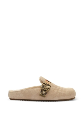 Burberry Check shearling Urchin clogs - Neutrals