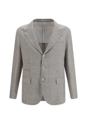 Brunello Cucinelli herringbone-pattern single-breasted jacket - Grey