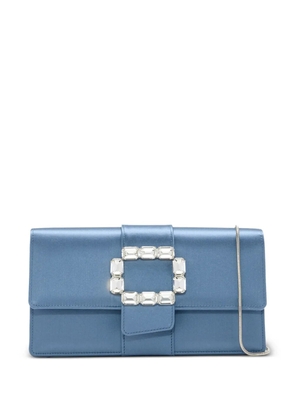 Manolo Blahnik Maycapjou crystal-buckle clutch bag - Blue