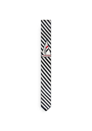 Thom Browne sailboat-jacquard pinstripe tie - Blue