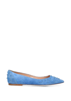 Tod's Velvety studded suede ballerina flats - Blue