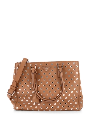 Prada Pre-Owned Grommet Galleria Double Zip City Calfskin Medium tote bag - Brown