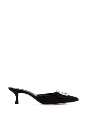 Manolo Blahnik Mayjou crystal-buckle mules - Black