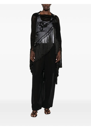 Chiara Is Scialle Rosa crochet fringe-trimmed poncho - Black