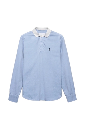 Prada logo-embroidered contrast-collar shirt - Blue