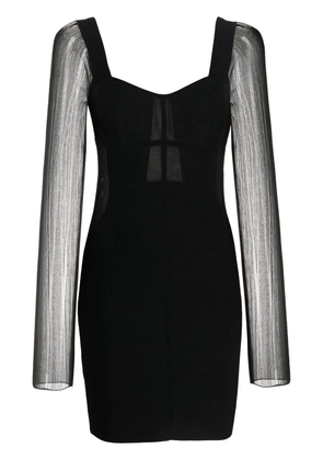 Hervé Léger sheer-sleeve mini dress - Black