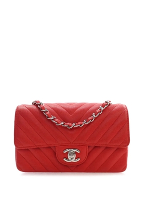 CHANEL Pre-Owned 2017-2018 Mini Rectangular Classic Chevron Caviar Single Flap crossbody bag - Red