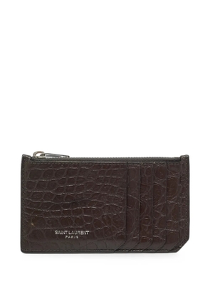 Saint Laurent Pre-Owned croc-embossed leather card holder - Brown