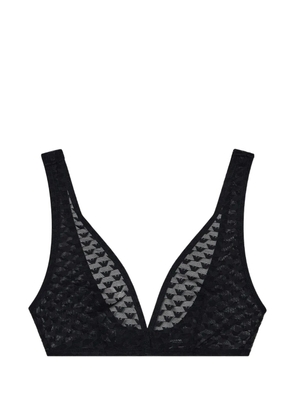 Armani Exchange ASV monogram-pattern mesh bra - Black