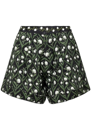 Agua By Agua Bendita floral-embroidery high-waist shorts - Black