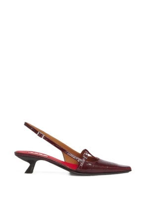Marni burgundy croc-effect leather Katty slingback - Red