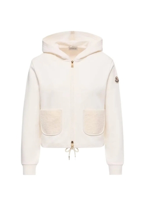 Moncler logo-patch zip-up hoodie - Neutrals