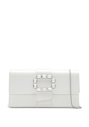 Manolo Blahnik Maycapjou crystal-buckle clutch bag - White