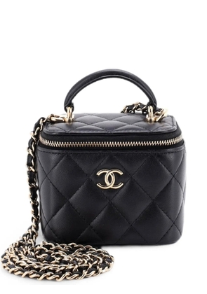 CHANEL Pre-Owned Classic Top Handle Vanity Case with Chain Quilted Lambskin Mini crossbody bag - Black