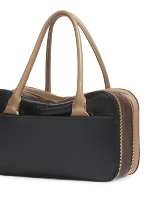 Marni black, brown and taupe leather small Boxyne bag