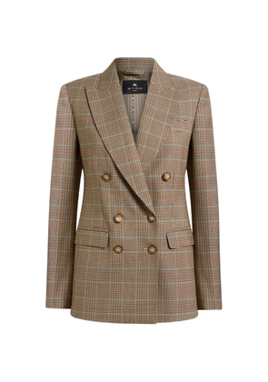 ETRO double-breasted stretch-wool jacket with Prince of Wales motif - Neutrals