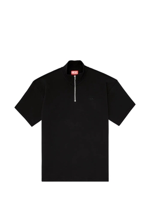 Diesel short-sleeve half-zip sweatshirt in light scuba - Black