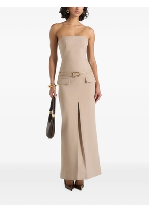 Manière De Voir Tabitha in beige tailored bandeau belted maxi dress - Neutrals