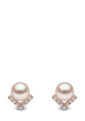 Yoko London 18kt rose gold Trend freshwater pearl and diamond earrings - Pink