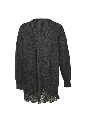 Givenchy Pre-Owned lace-trim rib-knit sweater mini dress - Black
