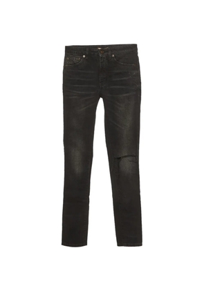 Saint Laurent Pre-Owned distressed slim-fit jeans - Black