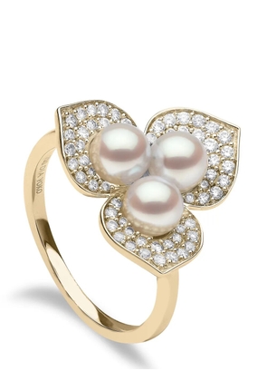 Yoko London 18kt yellow gold Petal pearl and diamond ring