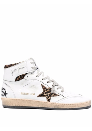 Golden Goose logo-print high-top leather sneakers - White