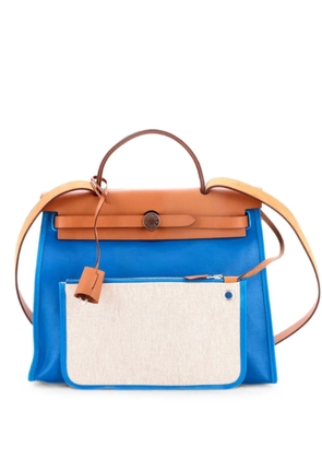 Hermès Pre-Owned Herbag Zip Berline Vache Canvas and Leather 31 shoulder bag - Blue
