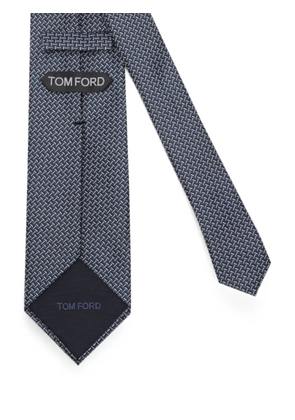TOM FORD geometric-pattern silk tie - Blue