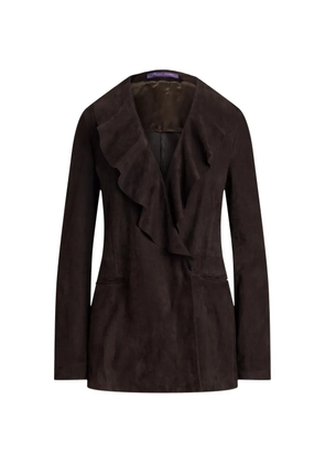 Ralph Lauren Collection Heddie ruffle-trim lamb-suede jacket - Brown