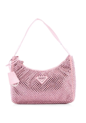Prada Pre-Owned Re-Edition 2000 Crystal Embellished Satin Mini hobo bag - Pink