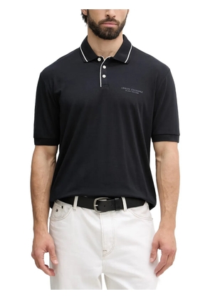 Armani Exchange logo-print contrast-trim polo shirt - Blue