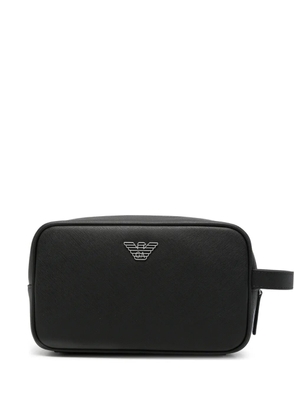 Emporio Armani logo-plaque wash bag - Black