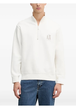 Armani Exchange logo-embroidered quarter-zip sweater - White