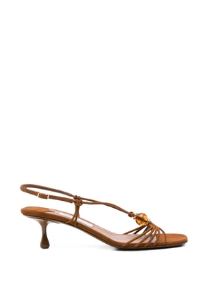 Jimmy Choo Lova bead-embellished suede heeled sandals - Brown