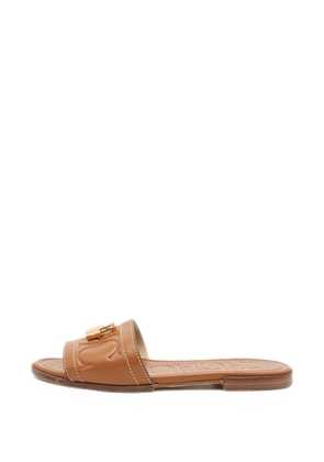 Carolina Herrera Vintage leather flat slides - Brown