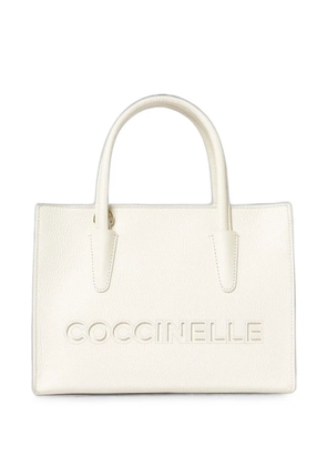 Coccinelle Myrtha grained leather tote bag - White
