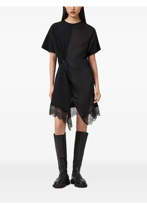 AllSaints lace-trim twisted dress - Black