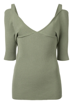 Muller Of Yoshiokubo V-neck ribbed top - Green