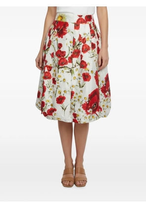 Dolce & Gabbana Pre-Owned floral-print pleated midi skirt - White