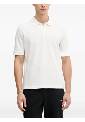 Armani Exchange logo-embroidered piqué polo shirt - White