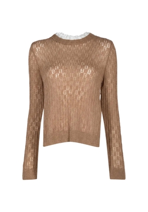 Sea pointelle-knit panelled sweater - Neutrals