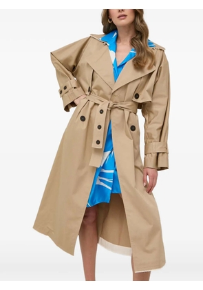 Beatrice B double-breasted frayed-edge trench coat - Neutrals