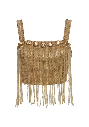 Elisabetta Franchi sequin-embroidered tweed top - Gold